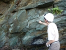 綠色片岩與矽質片岩接觸